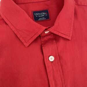 Untuckit Briscoe Shirt Men XL Short Sleeve Button Up Red Cotton Casual Travel